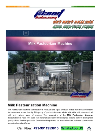 Milk Pasteurization Machine