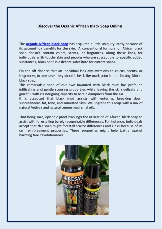 Discover the Organic African Black Soap Online