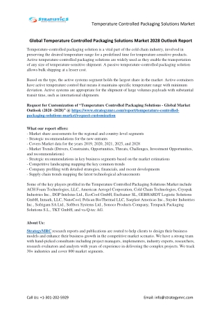 Temperature Controlled Packaging Solutions Market Forecasts to 2028