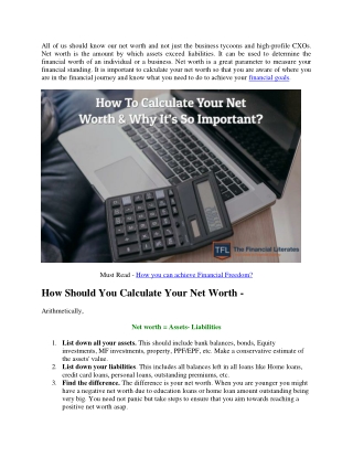 How To Calculate Your Net Worth And Why It’s So Important