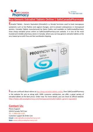 Buy Generic Estradiol Tablets Online