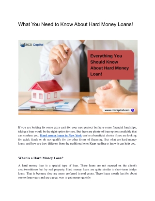 What You Need to Know About Hard Money Loans!