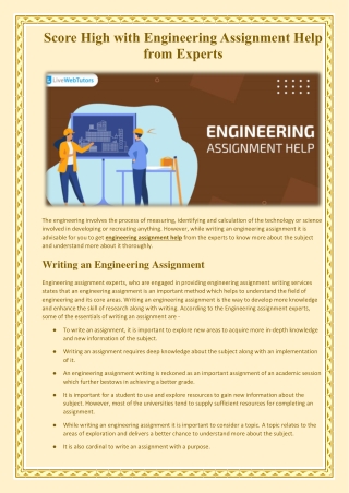 Get finest Engineering Assignment Help from Native Writers