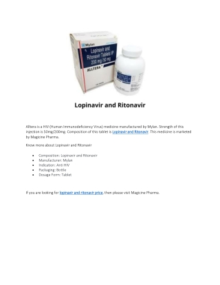 lopinavir and ritonavir price