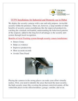 CCTV Installations for Industrial and Domestic use in Dubai