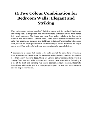 12 Two Colour Combination for Bedroom Walls: Elegant and Striking