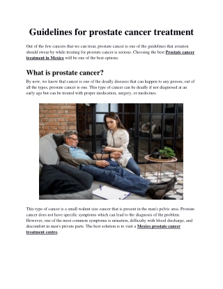 Guidelines for prostate cancer treatment