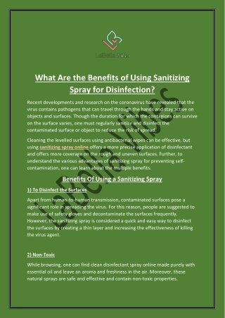 What Are the Benefits of Using Sanitizing Spray for Disinfection?