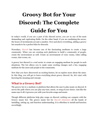 Groovy Bot for Your Discord_ The Complete Guide for You