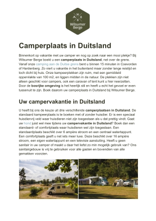 Wilsumer Berge - Camperplaats Duitsland