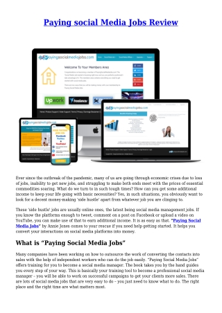 Paying social Media Jobs Review