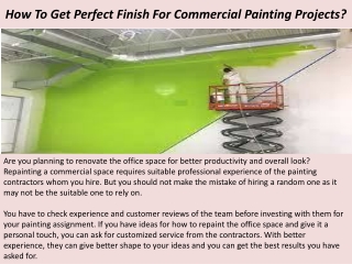 How To Get Perfect Finish For Commercial Painting Projects?