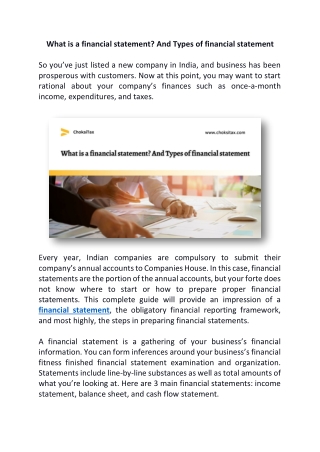 What is a financial statement And Types of financial statement Choksitax