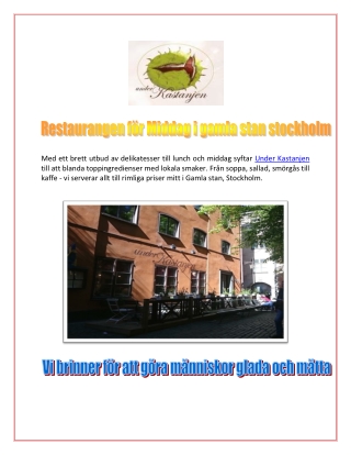 Restaurangen för Middag i gamla stan stockholm