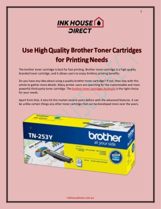 Use High Quality Brother Toner Cartridges for Printing Needs