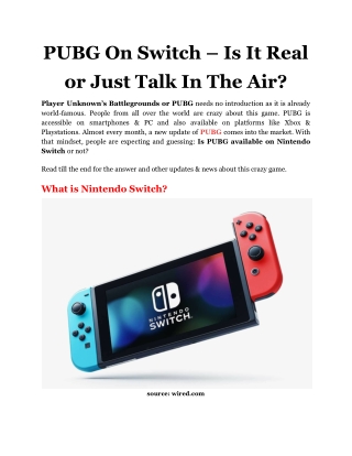 PUBG On Switch – Is It Real or Just Talk In The Air_