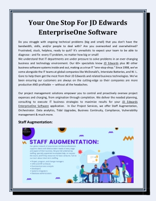 Your One Stop For JD Edwards EnterpriseOne Software