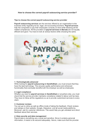 How to choose the correct payroll outsourcing serv