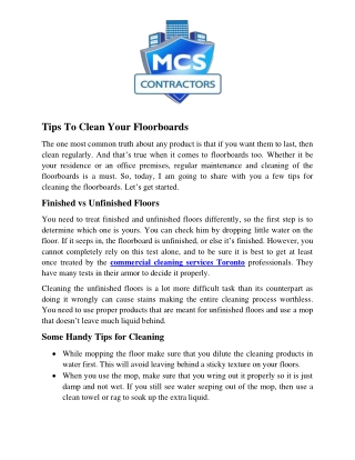 Tips To Clean Your Floorboards