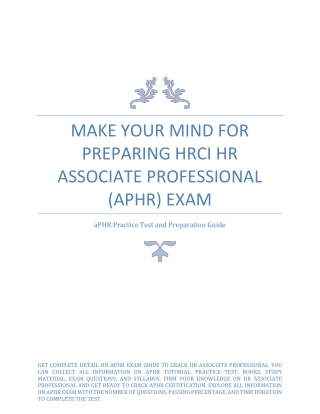 Make Your Mind for Preparing HRCI HR Associate Professional (aPHR) Exam
