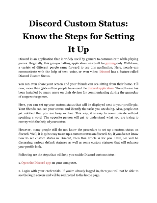 Discord Custom Status_ Know the Steps for Setting It Up