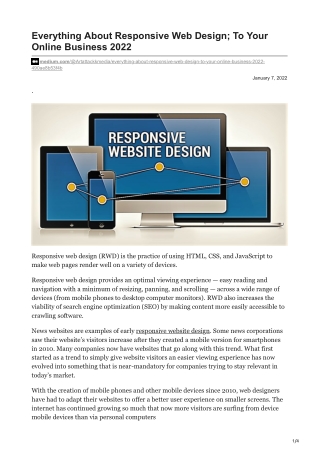 Everything About Responsive Web Design To Your Online Business 2022