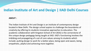 Indian Institute of Art and Design | IIAD Delhi Courses