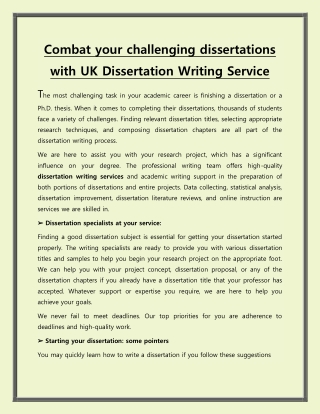 Dissertation Writing Services @30% OFF - in UK