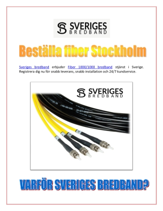 Beställa fiber Stockholm