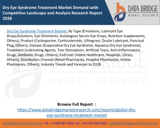 Dry Eye Syndrome Treatment Market Demand with Competitive Landscape and Analysis Research Report 2028