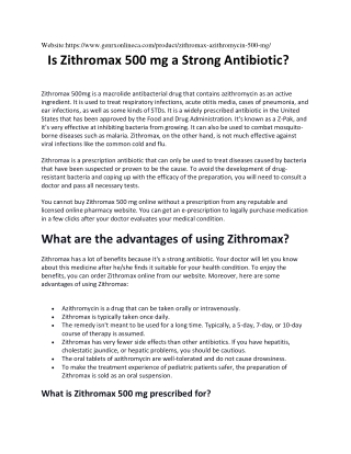 Is Zithromax 500 mg a Strong Antibiotic?