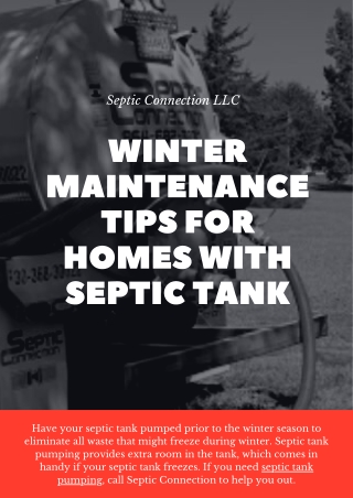 WINTER MAINTENANCE TIPS FOR HOMES WITH SEPTIC TANK