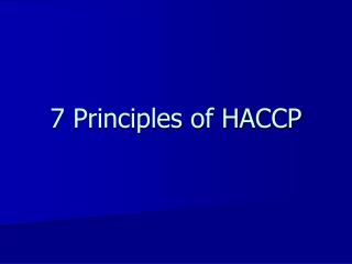 7 Principles of HACCP