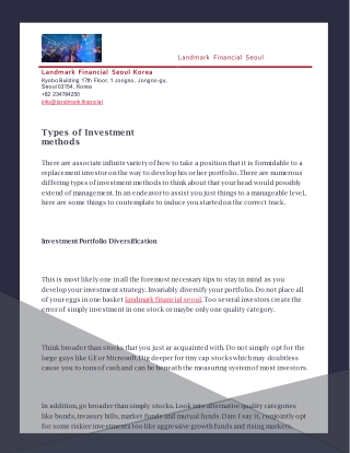 Types of Investment methods