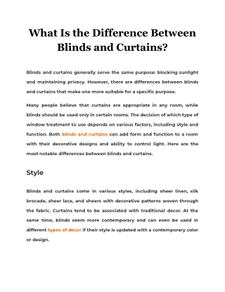 What Is the Difference Between Blinds and Curtains?