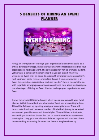 5 BENEFITS OF HIRING AN EVENT PLANNER