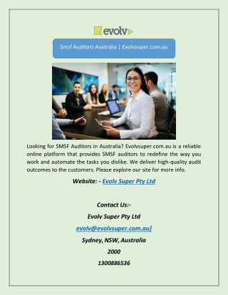 Smsf Auditors Australia | Evolvsuper.com.au