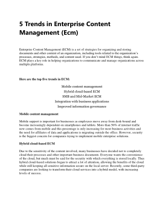 5 Trends in Enterprise Content Management(Ecm)