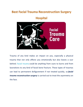 Best Facial Trauma Reconstruction Surgery Hospital, India- Facesurgeon