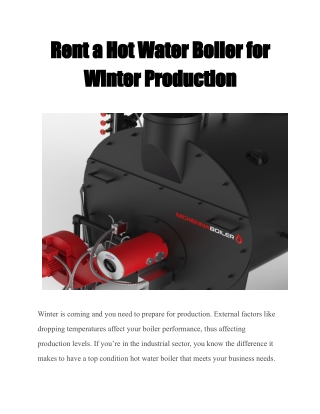 Rent a Hot Water Boiler for Winter Production