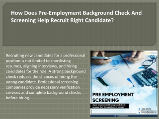 How Does Pre-Employment Background Check And Screening Help Recruit Right Candid