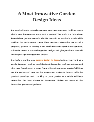 6 Most Innovative Garden Design Ideas