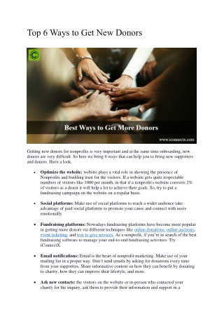 Top 6 Ways to Get New Donors