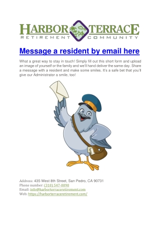 Message A Resident By Email Here Harbor Tarrace