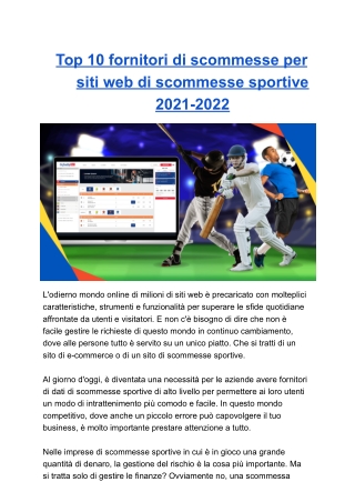 Top 10 fornitori di scommesse per siti web di scommesse sportive 2021-2022