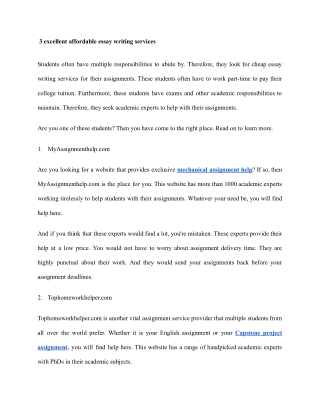 3 excellent affordable essay writing services