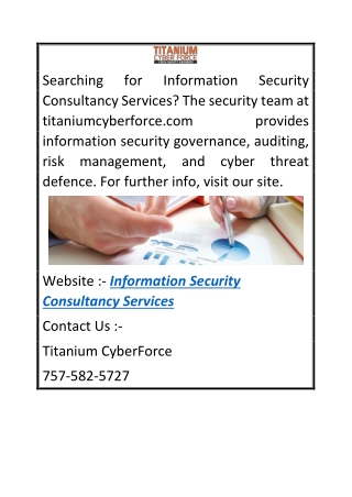 Information Security Consultancy Services  Titaniumcyberforce.com