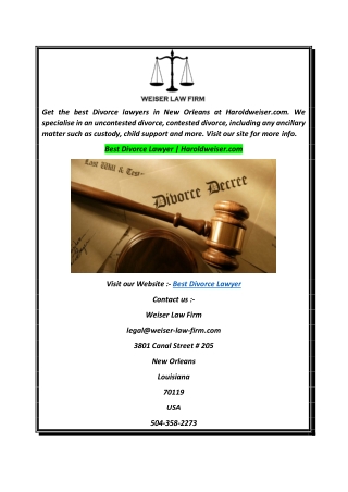 Best Divorce Lawyer  Haroldweiser.com