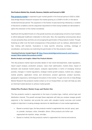 Flea Products Market Size, Growth, Revenue, Statistics and Forecast to 2028